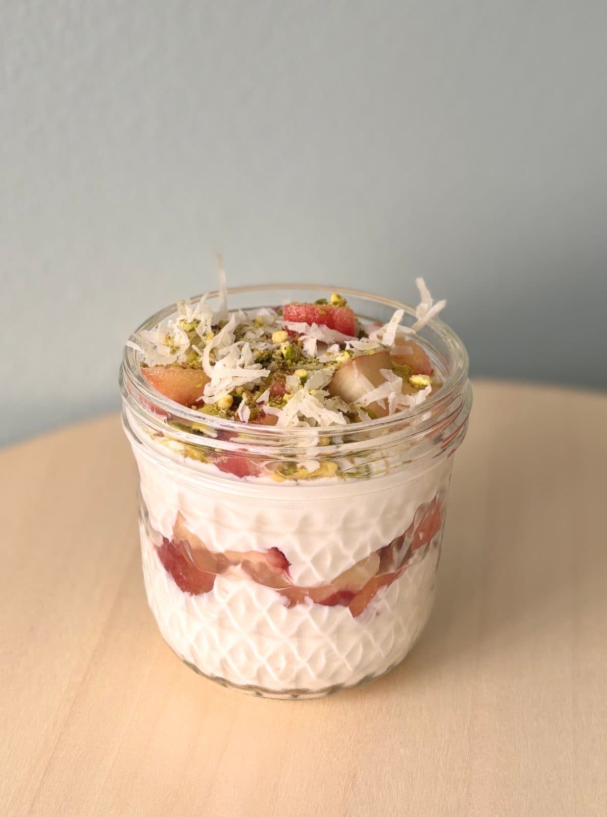Oolong Greek Yogurt with macerated peaches